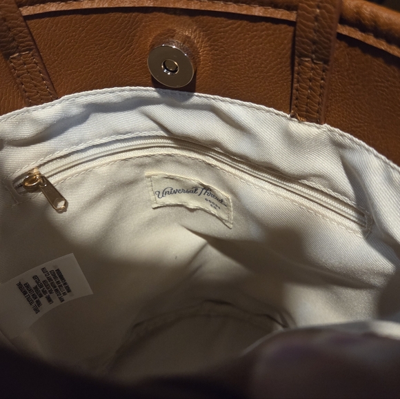 Universal Thread - NEW Striped Canvas Bucket Satchel / Crossbody Vegan Leather - Picture 7 of 11